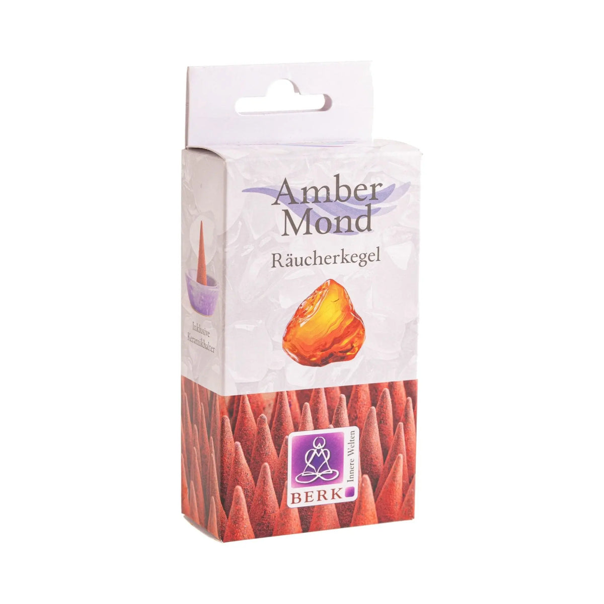 Amber Mond Räucherkegel von Berk, Packung freigestellt auf weißem Grund