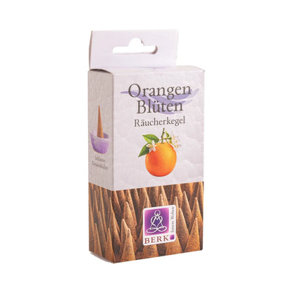 Orangenblüten Räucherkegel von Berk, Packung freigestellt auf weißem Grund