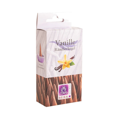 Vanille Räucherkegel von Berk, Packung freigestellt auf weißem Grund
