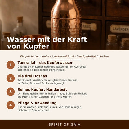 Infografik: Wasser mit der Kraft von Kupfer – Ayurveda-Ritual von Spirit of Gaia