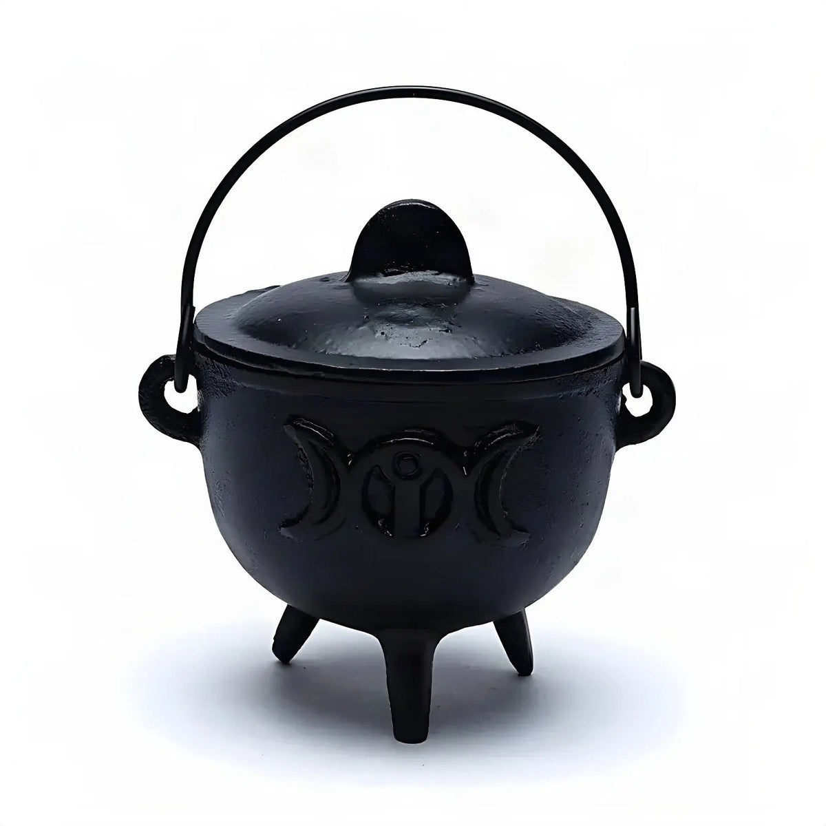 Cauldron (Hexenkessel) Sonne und Mond, freigestellt auf Weiß