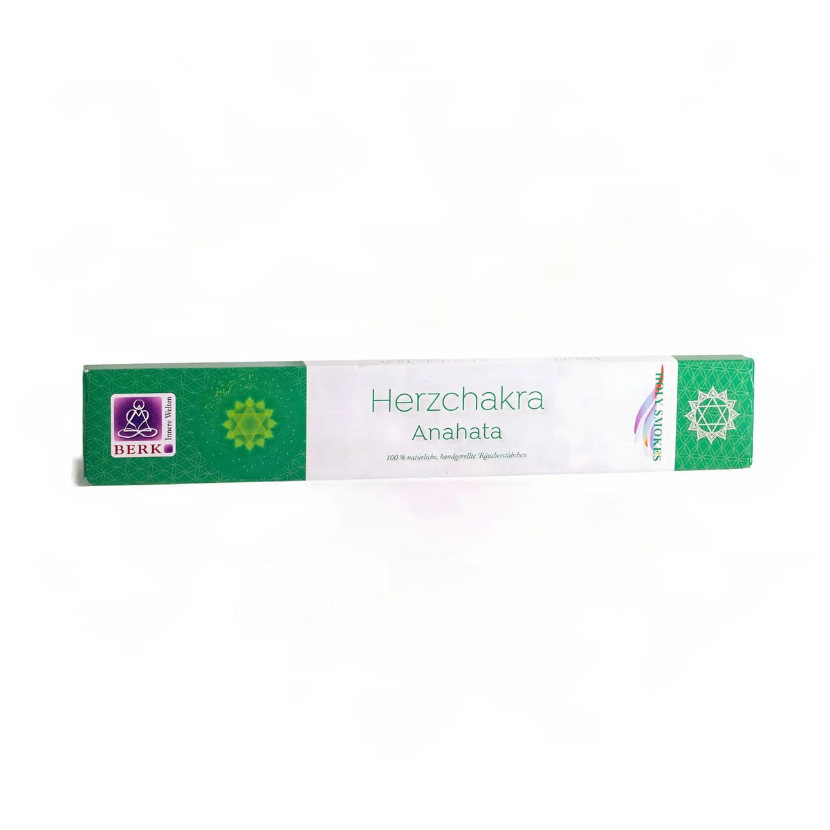 Herzchakra Räucherstäbchen Holy Smokes, Packung, freigestellt auf Weiß